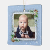 Eerste kerstfoto van baby op geboortedatum keramisch ornament (Links)