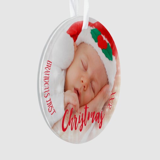 Eerste kerstfoto van baby ornament (voorkant)