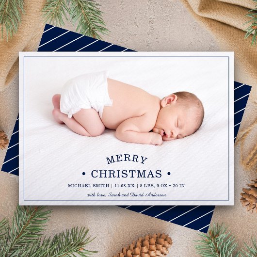 Eerste kerstfoto van baby's Aankondiging geboorte
