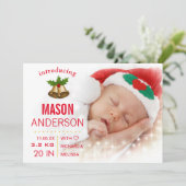 Eerste kerstfoto van baby's Aankondiging geboorte (Staand voorkant)