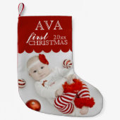 Eerste kerstfoto van baby's kleine kerstsok (Voorkant)