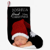 Eerste kerstfoto van baby's kleine kerstsok (Voorkant)