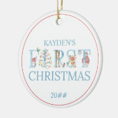Eerste Kerstfoto van Cute Animal Baby Keramisch Ornament (Links)