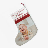 Eerste kerstfoto van Cute Baby Kleine Kerstsok (Achterkant (Hangend))