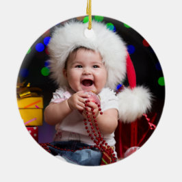 Eerste kerstfoto van de baby als kerstbal keramisch ornament