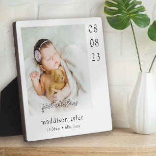 Eerste kerstfoto van de baby fotoplaat