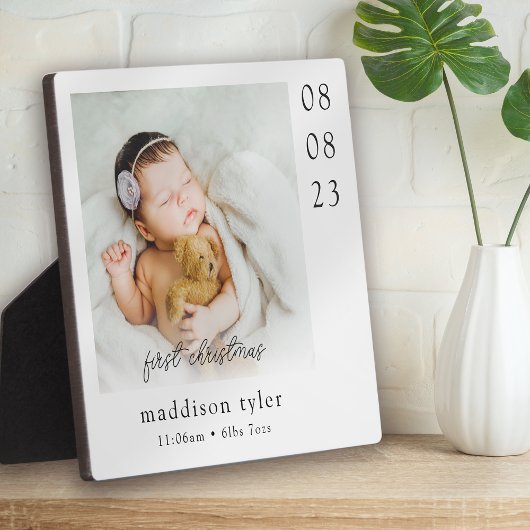 Eerste kerstfoto van de baby fotoplaat