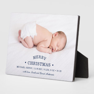 Eerste kerstfoto van de baby geboorteaankondiging fotoplaat