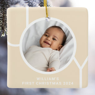 Eerste kerstfoto van de baby  keramisch ornament