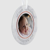 Eerste kerstfoto van de baby moderne marmer ornament (voorkant)