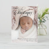 Eerste kerstfoto van de baby Plat kerstkaartje Feestdagenkaart (Staand voorkant)