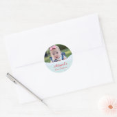 Eerste kerstfoto van de baby ronde sticker (Envelop)