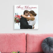Eerste kerstfoto van de bruiloft met namen canvas afdruk (Insitu (Woonkamer))