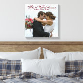 Eerste kerstfoto van de bruiloft met namen canvas afdruk (Insitu (Slaapkamer))