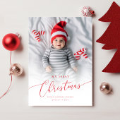 Eerste kerstfoto van de moderne Elegant Baby Feestdagenkaart