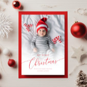 Eerste kerstfoto van de moderne Elegant Baby Feestdagenkaart