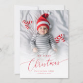 Eerste kerstfoto van de moderne Elegant Baby Feestdagenkaart (Voorkant)