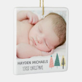 Eerste kerstfoto van de moderne pastel baby keramisch ornament (Rechts)