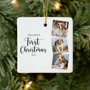 Eerste kerstfoto van een eenvoudige foto van Pet P Keramisch Ornament