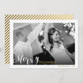 Eerste kerstfoto van een gelukkig getrouwd stel feestdagenkaart (Voorkant / Achterkant)