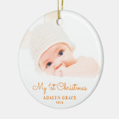 Eerste kerstfoto van Elegant Script Baby Keramisch Ornament (Links)