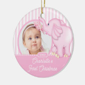 Eerste kerstfoto van Elephant Baby Keramisch Ornament (Links)