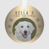 Eerste kerstfoto van Gold Snowflake Puppy Ornament (voorkant)