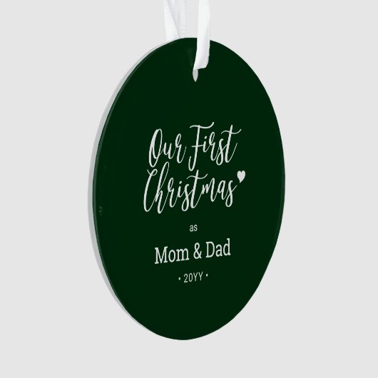 Eerste kerstfoto van Green & White mama Ornament (voorkant)