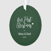 Eerste kerstfoto van Green & White mama Ornament (voorkant)