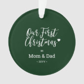 Eerste kerstfoto van Green & White mama Ornament (voorkant)