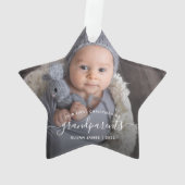 Eerste kerstfoto van grootouders wit ornament (achterkant)