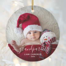 Eerste kerstfoto van grootouders Wit schrift