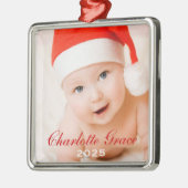 Eerste kerstfoto van het Rode Manuscript Monogram  Metalen Ornament (Links)