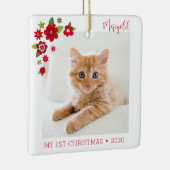 Eerste kerstfoto van kat keramisch ornament (Rechts)