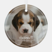 Eerste kerstfoto van Modern Lijst Pet Glas Ornament (Achterkant)