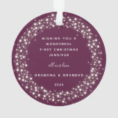 Eerste kerstfoto van mousserende lampjes Baby Ornament (achterkant)