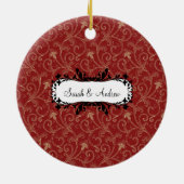 Eerste kerstfoto van Ornament Elegant Swirls (Achterkant)