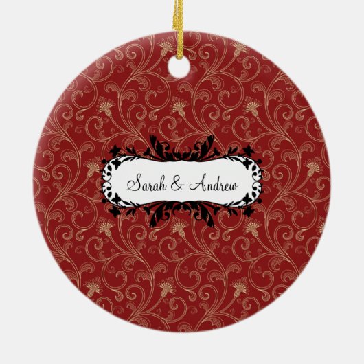 Eerste kerstfoto van Ornament Elegant Swirls (Achterkant)