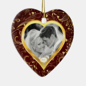 Eerste kerstfoto van Ornament Gold Heart (Rechts)