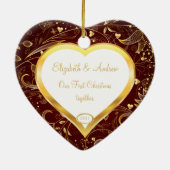 Eerste kerstfoto van Ornament Gold Heart (Achterkant)