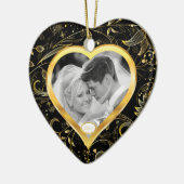 Eerste kerstfoto van Ornament Gold Heart Black (Links)