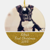 Eerste kerstfoto van Pet Keramisch Ornament (Achterkant)
