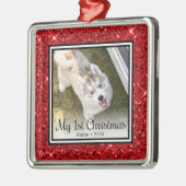 Eerste kerstfoto van Puppy Metalen Ornament (Links)