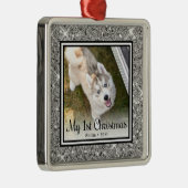 Eerste kerstfoto van Puppy Metalen Ornament (Rechts)