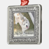 Eerste kerstfoto van Puppy Metalen Ornament (Links)
