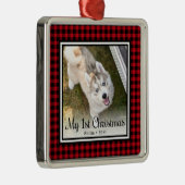 Eerste kerstfoto van Puppy Metalen Ornament (Rechts)