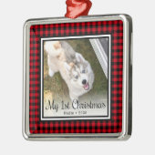 Eerste kerstfoto van Puppy Metalen Ornament (Links)