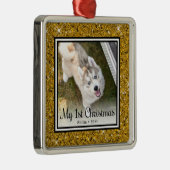 Eerste kerstfoto van Puppy Metalen Ornament (Rechts)