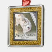 Eerste kerstfoto van Puppy Metalen Ornament (Links)