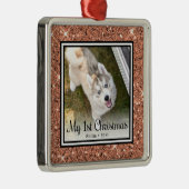 Eerste kerstfoto van Puppy Metalen Ornament (Rechts)